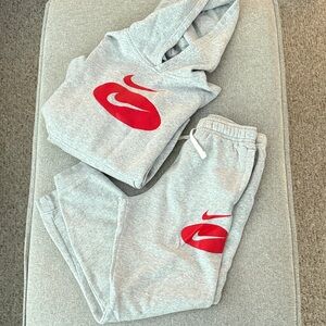 Gray and Red Kids Sweatpants
